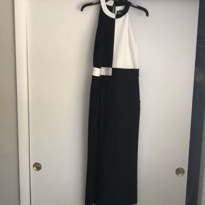 Tahari Black white cropped jumpsuit